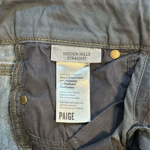 Paige Hidden Hills Straight Jeans Anthropologie Dark Blue Wash Denim Size 26 - Picture 12 of 13